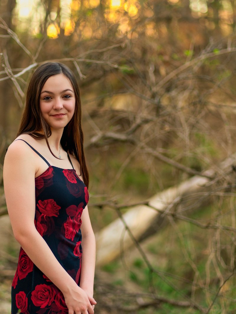 Hailey senior portrait, Limestone Quarry Park, Frisco