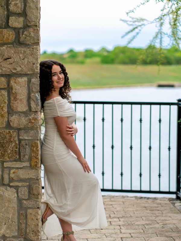 Senior portrait of Sophia at Adriatica Village in McKinney