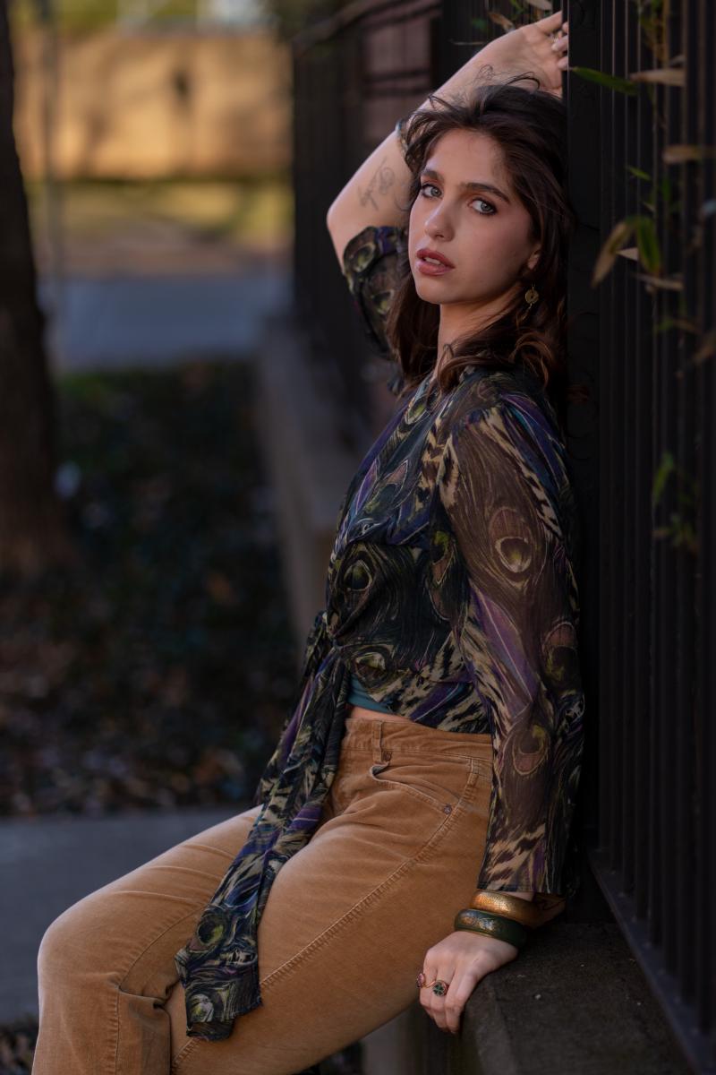 Portrait of Maya in downtown Plano at golden hour