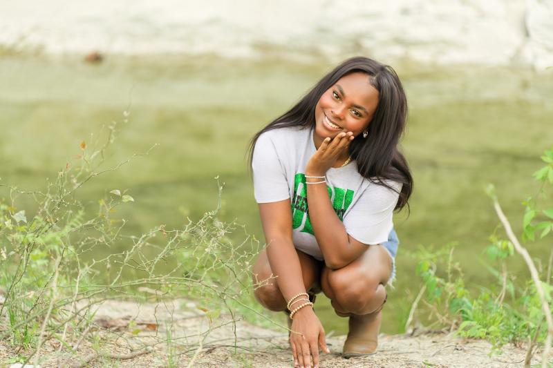 Senior portrait of Zoe at Limestone Quarry Park in Frisco, TX